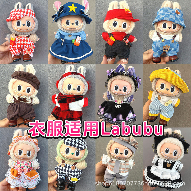 Suitable for Labubu Doll Clothes, Plush Vinyl Sitting Party First, Second and Third Generation Replacement Skirt Suit