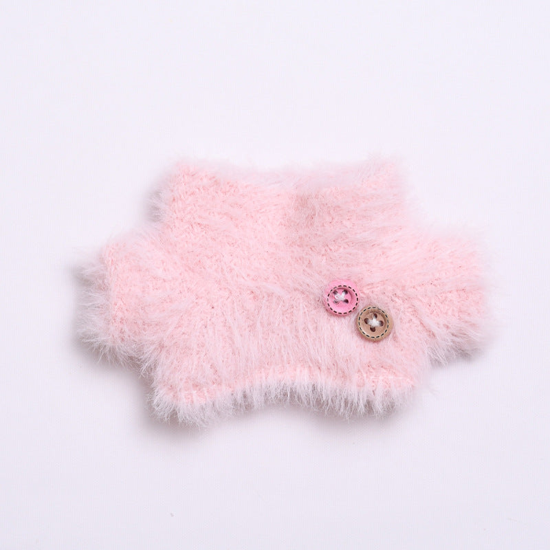 Labubu Doll Outfit - Furry Button Top & Denim Skirt/Jeans for 2nd Gen Pendant
