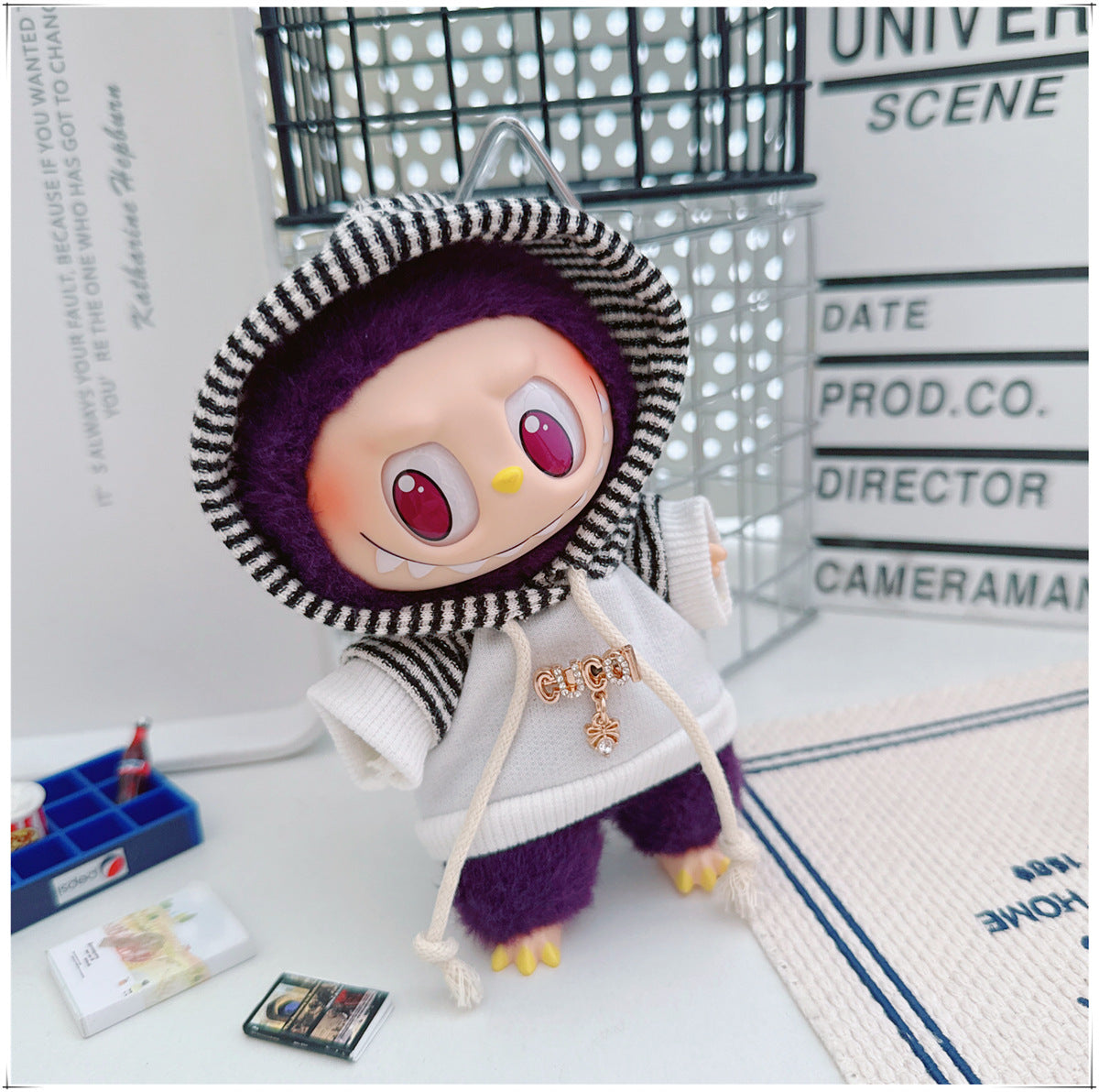 Labubu Doll Outfit - Striped Sweater & Hat Set for 17cm Labubu