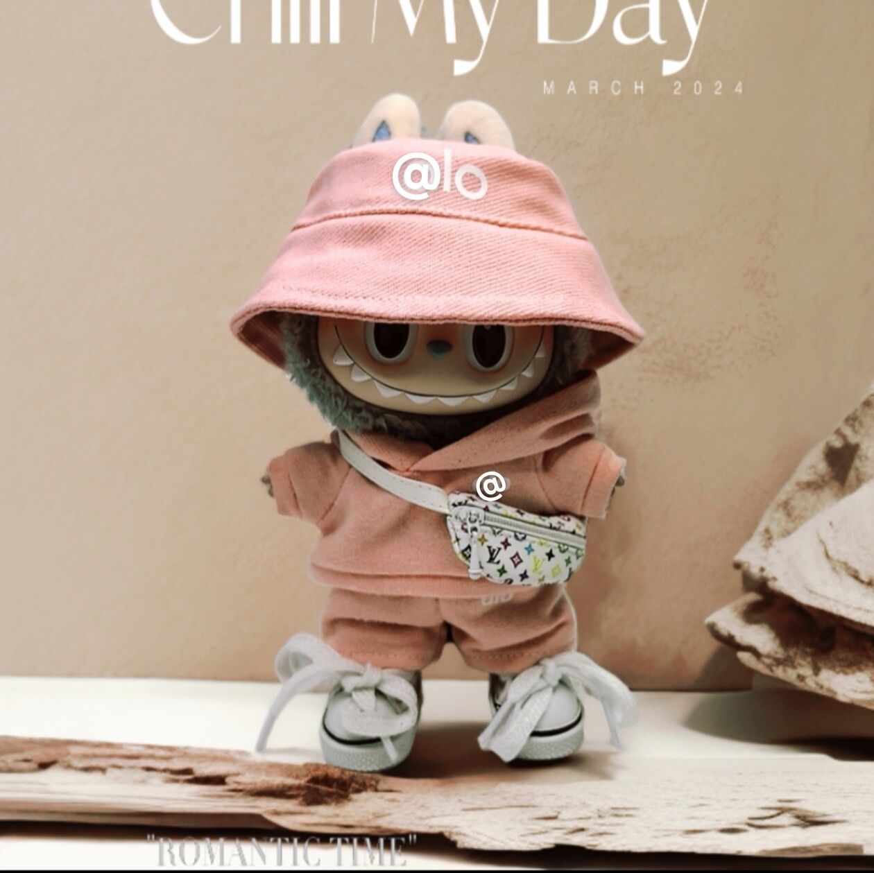 Labubu Doll Outfit Set for 17cm Vinyl Doll - Hat, Sweatshirt, Shorts & Shoes