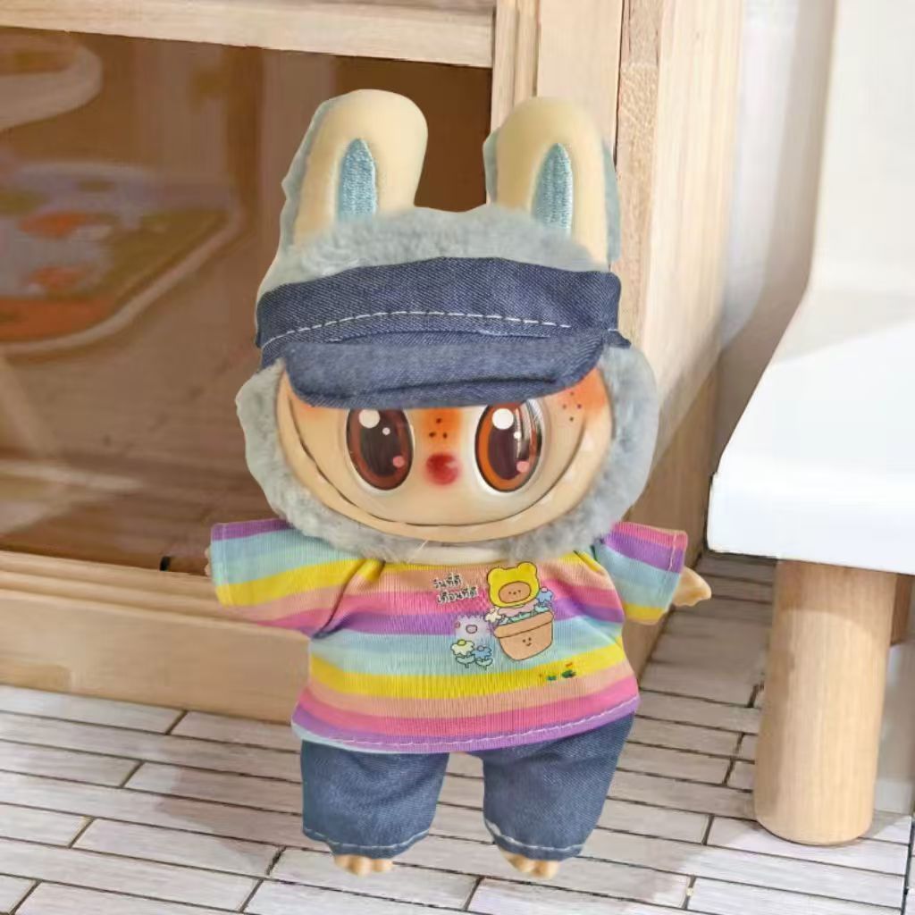 Cross-border e-commerce labubu doll vinyl doll cloth 17cm doll cute sweater coat skirt suit