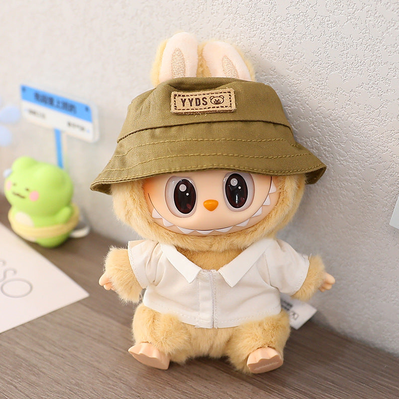 LABUBU cloth clothes sit party heart Macaron 17cm 15cm vinyl pendant hat shirt