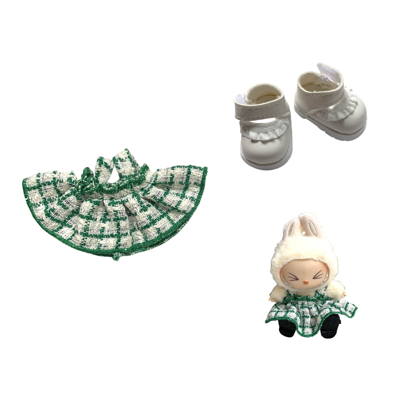 Labubu Doll Chanel Style Strap Dress Outfit for 15/17cm Dolls