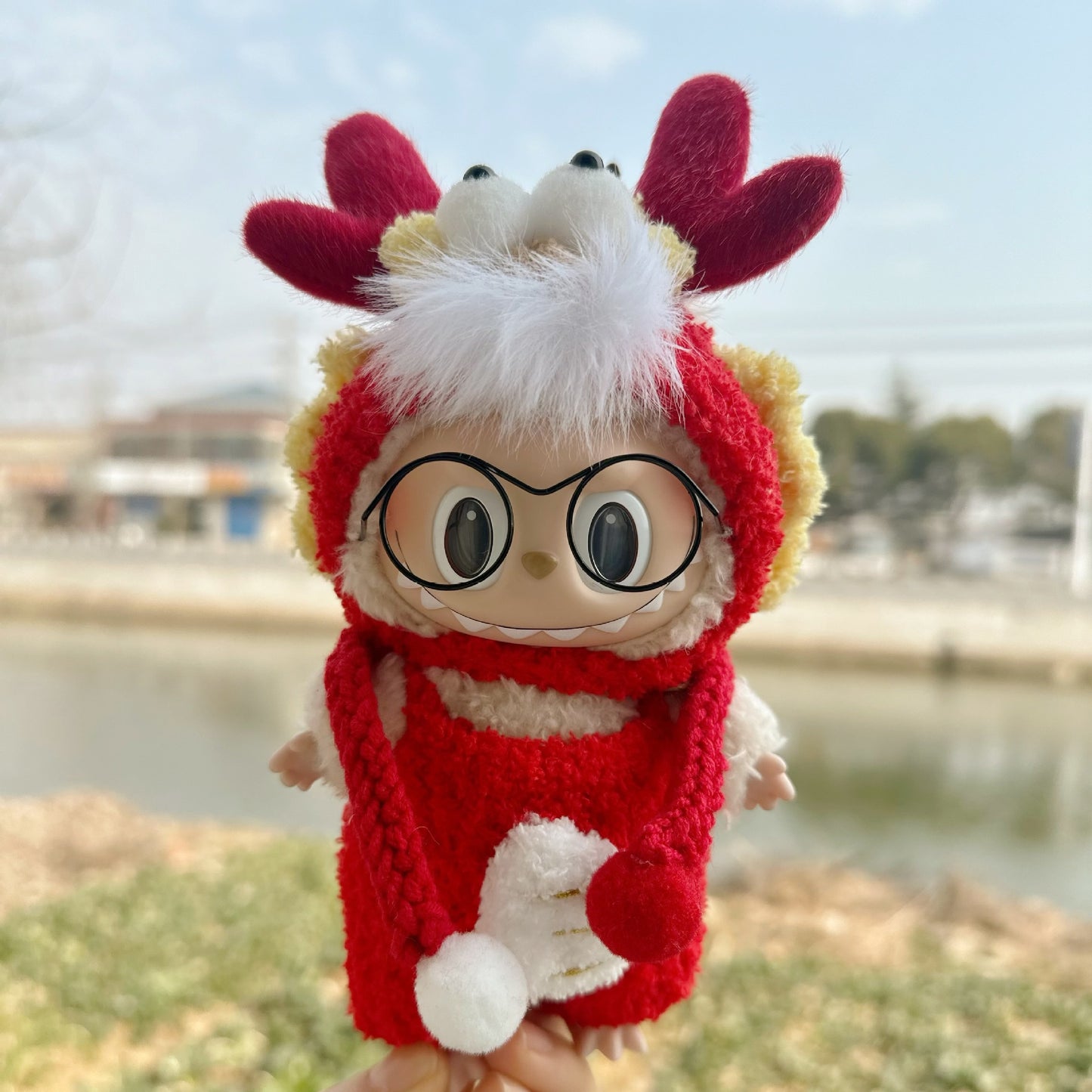 17CM keychain blind box cloth cloth clothes pendant LABUBU doll Dragon year new clothes pure handmade faucet boss