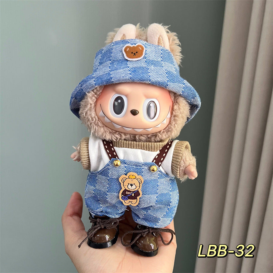 Only clothes for sale cloth baby clothes 17cm plush cloth labubu sit party generation two generation for suit