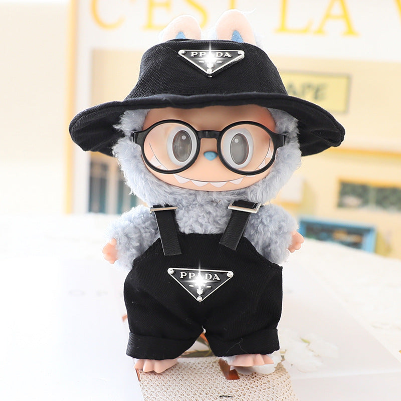 17cm labubu doll coat generation 2 labubu sitting party for leather jacket coat skirt hat shoes