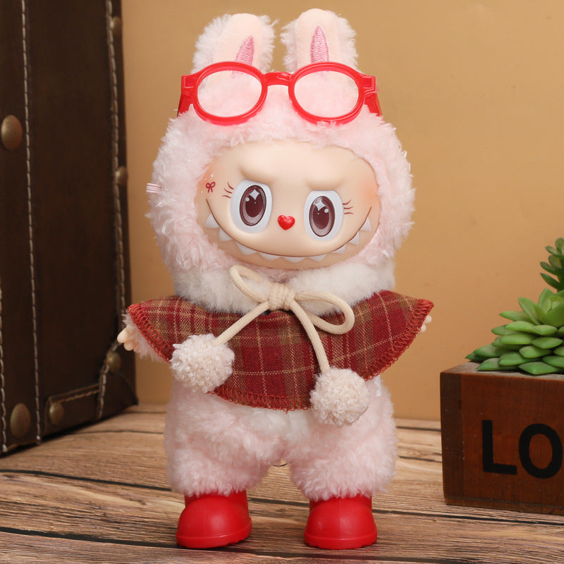 Wholesale 17cm Rab cloth doll labubu generation one or two sitting party suit change clothes vinyl doll