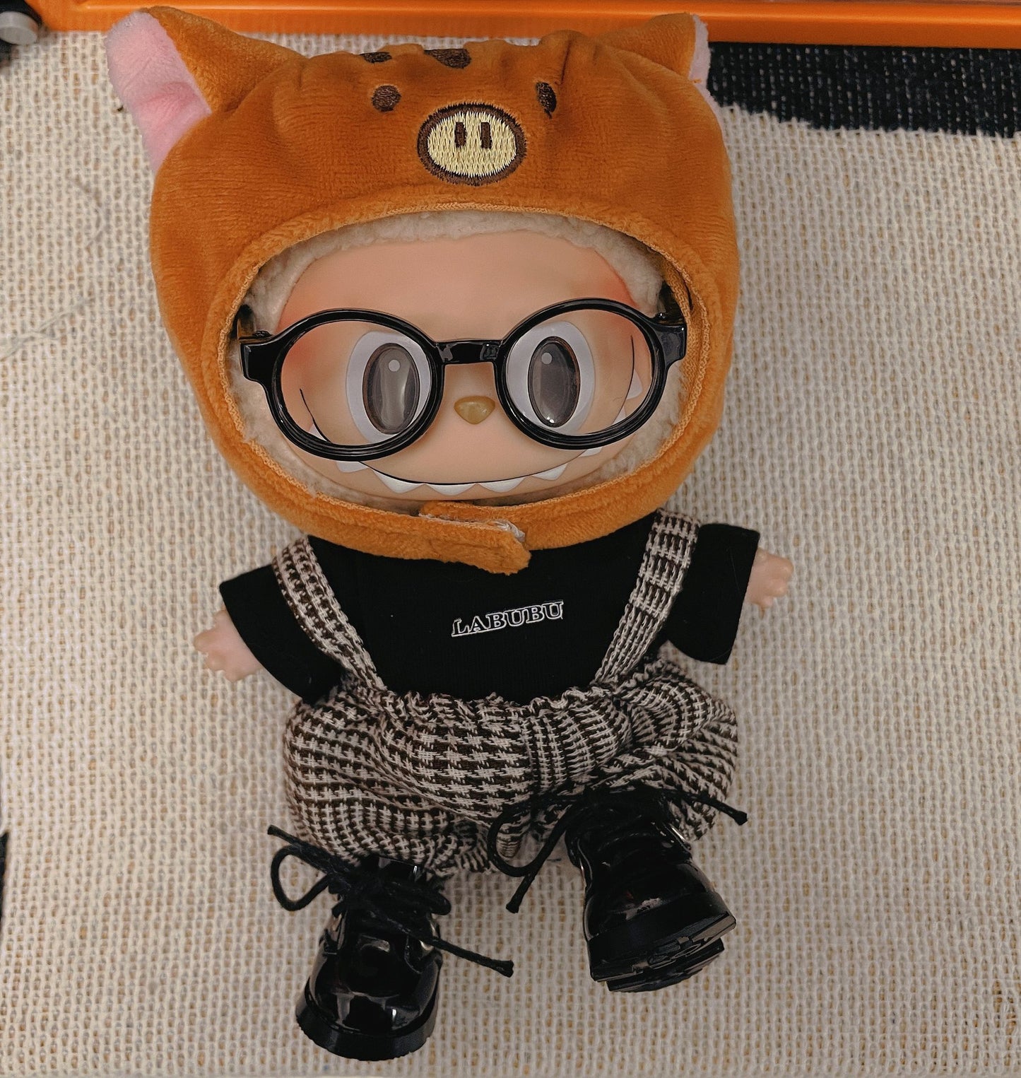 17cm Labubu Doll Outfit - Denim & Gray Suspender Suit Sets