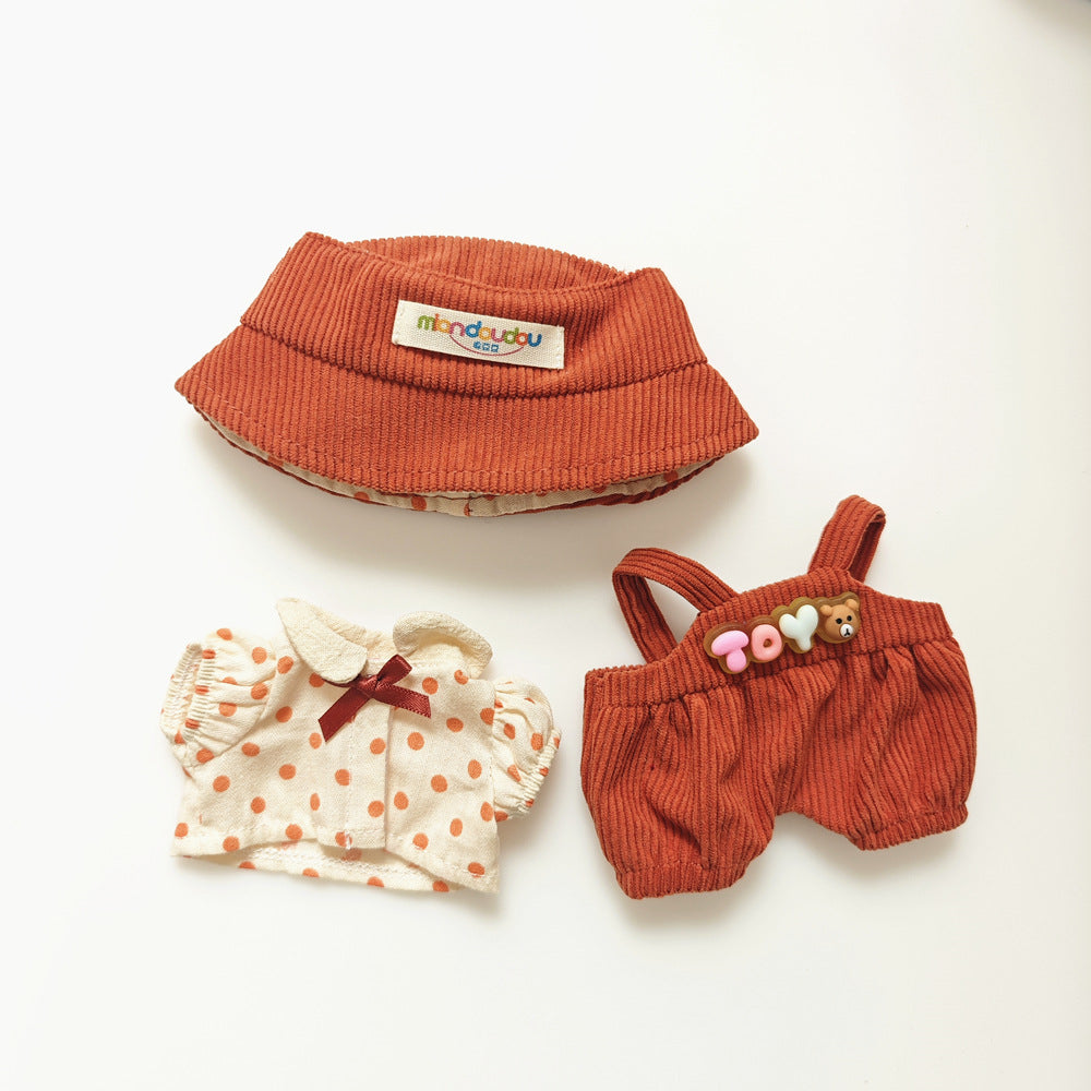 Labubu Doll Outfit Set - Red Leather Dress & Accessories for 15-17cm Vinyl Doll
