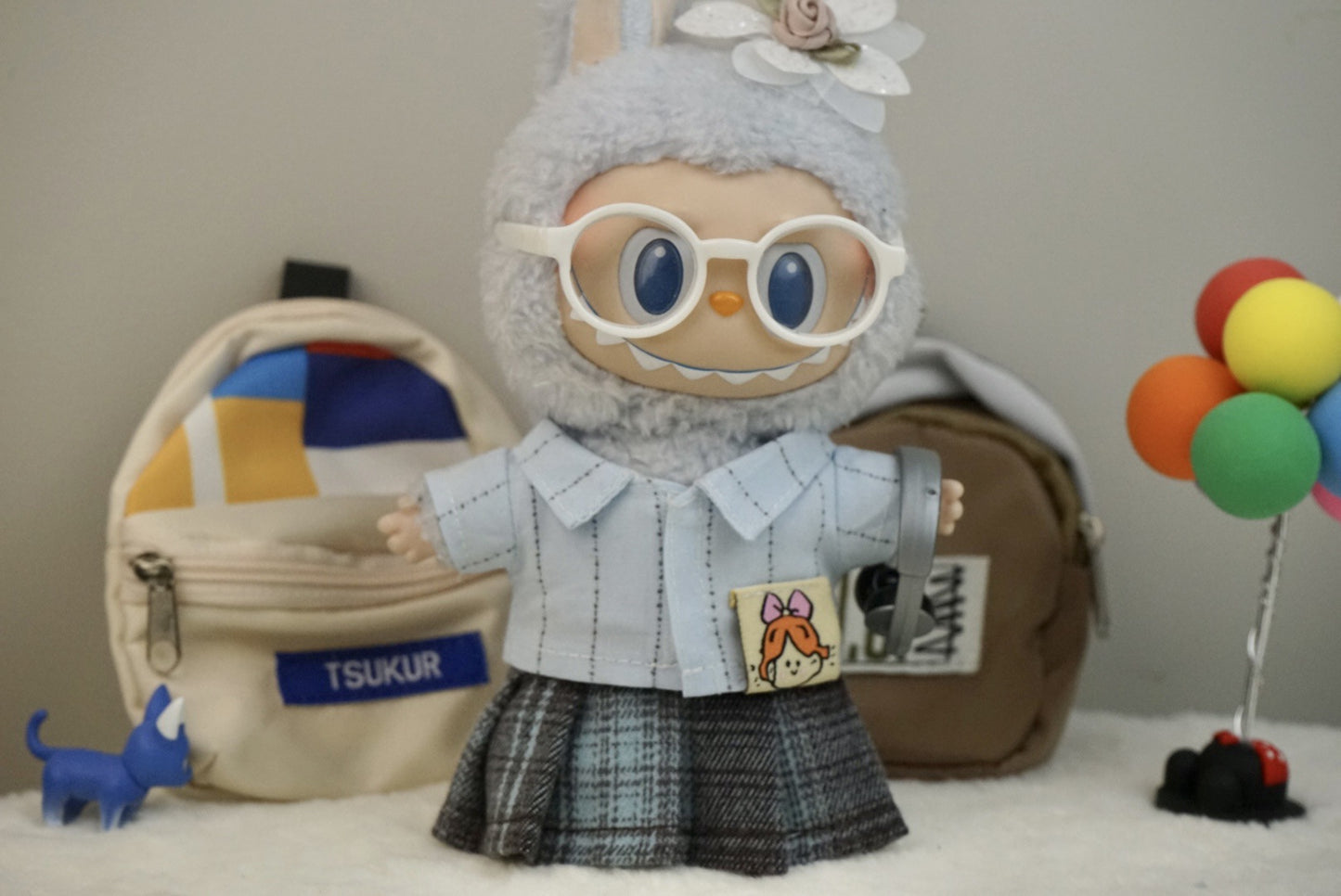 Labubu Doll Sweet Girl JK Skirt Outfit for 17cm Vinyl Doll