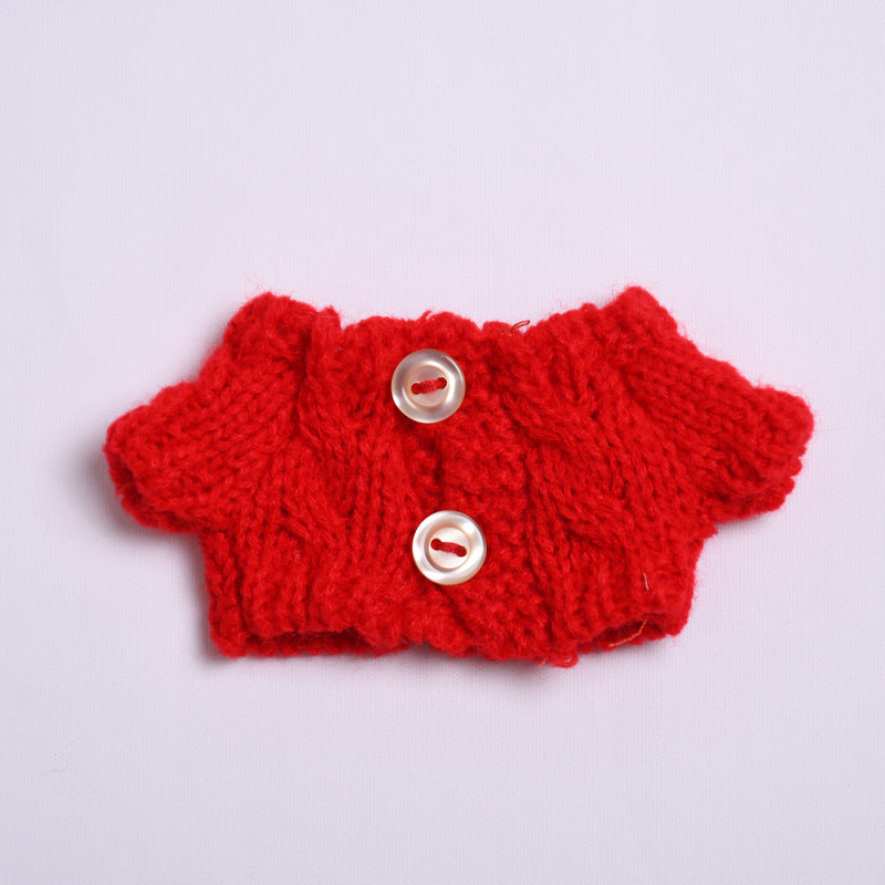 Labubu Doll Winter Outfit - White Sweater & Smiley Wool Hat for 17cm Pendant