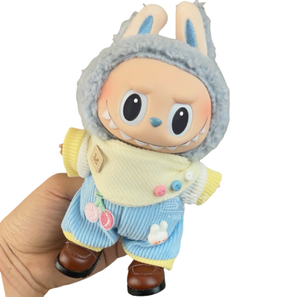 Labubu Doll Outfit - 17cm Baby Clothes with Straw Hat & Sling Dress