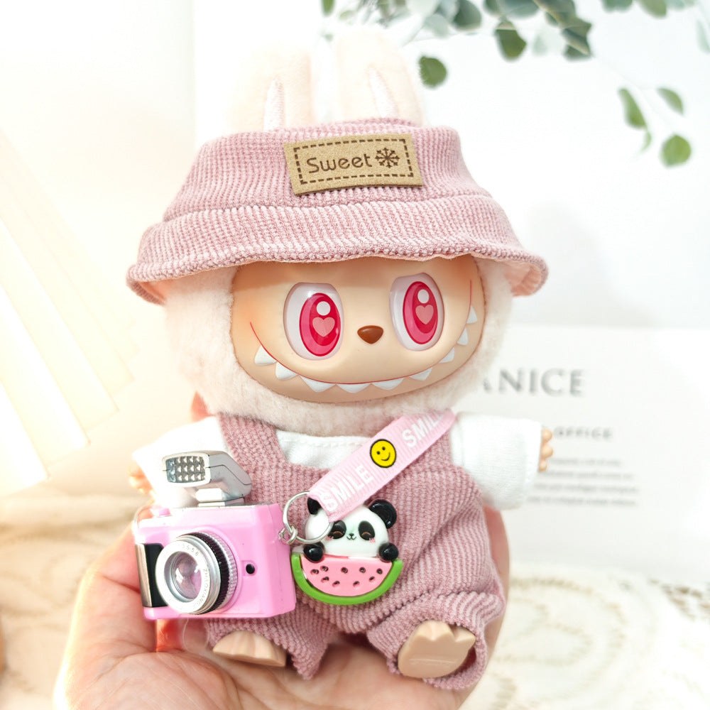 Labubu Doll Outfit Set - Panda Overalls & Hat for 1st & 2nd Gen