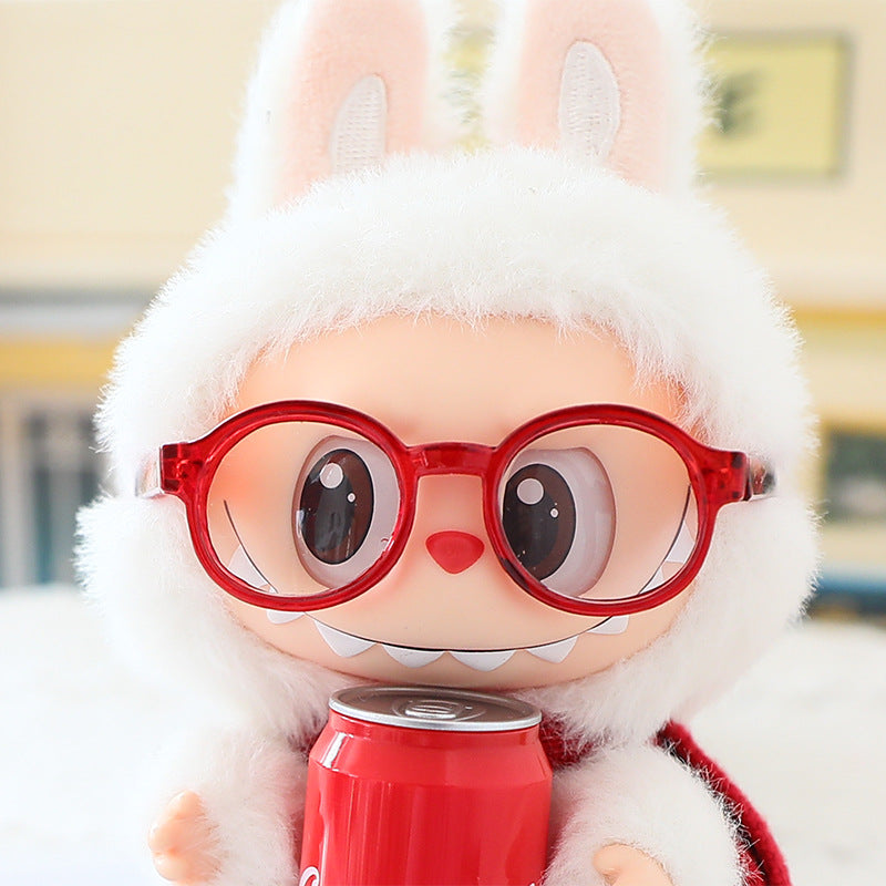First, Second and Third Generation Labubu Glasses Sitting Party Labubu Vinyl Doll Clothes Accessories Leopard Print Black Frame Sunglasses