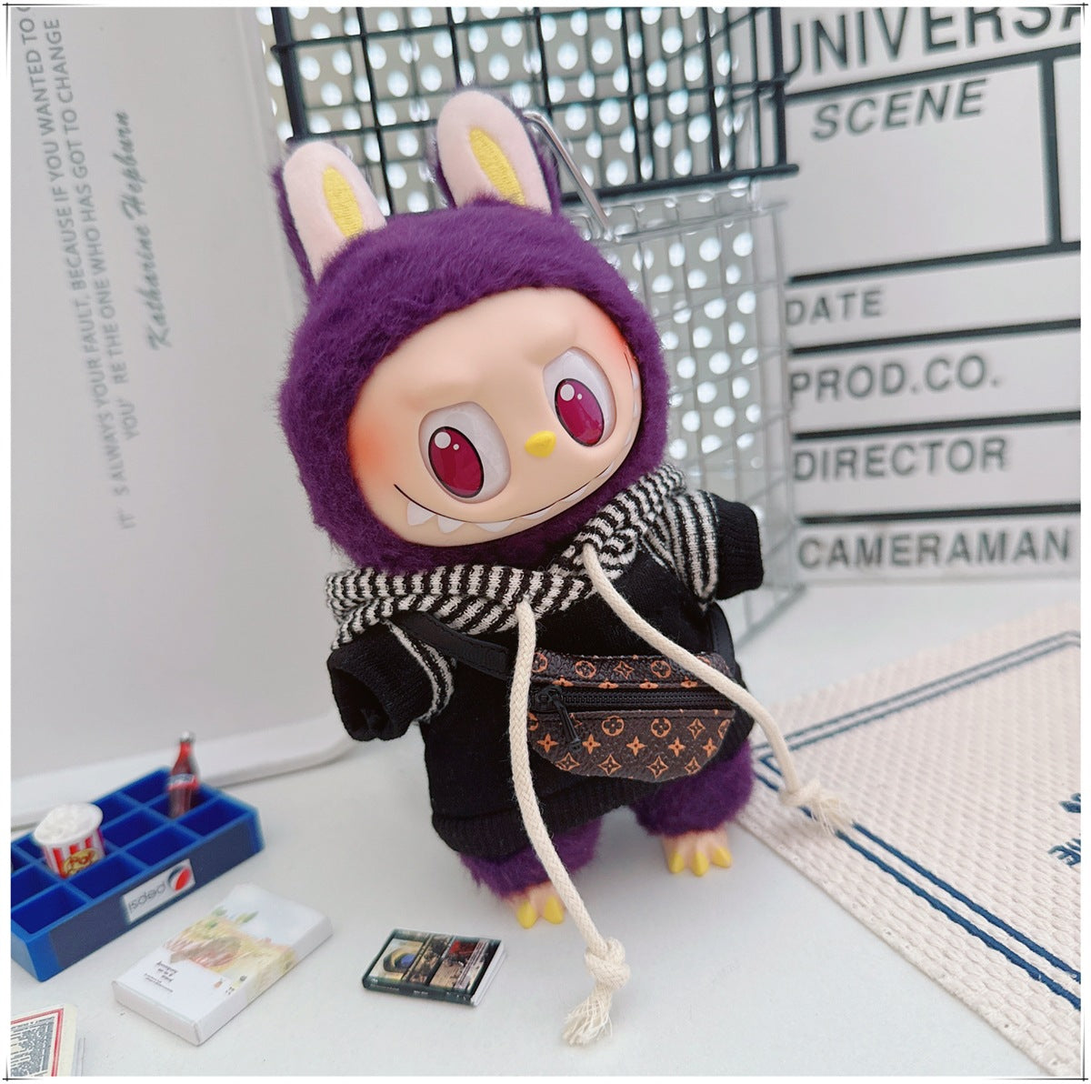Labubu Doll Outfit - Striped Sweater & Hat Set for 17cm Labubu
