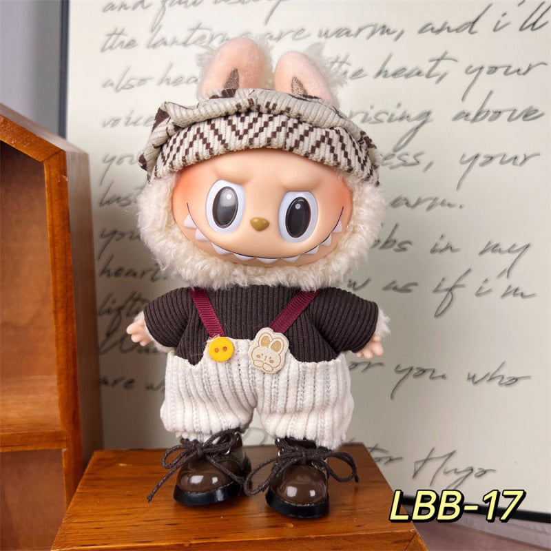 New 17cm Labubu Pendant with Replacement Baby Clothes High Quality Labubu Blind Box Pendant Baby Clothes Decoration Set