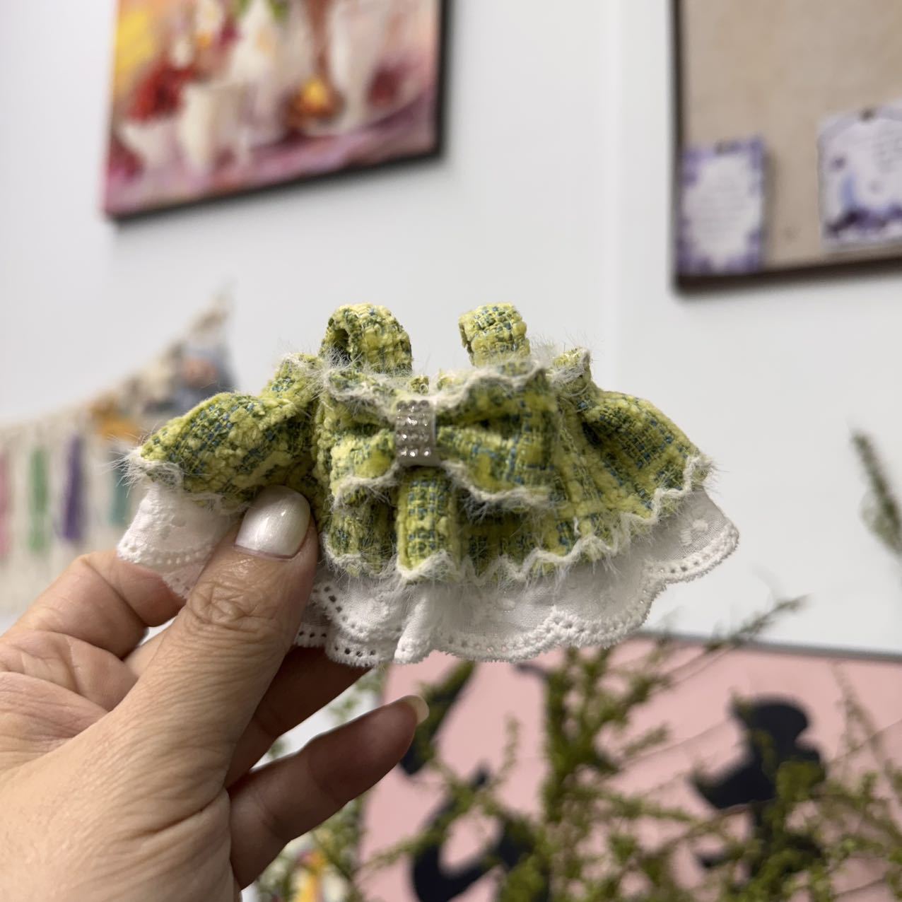 Labubu Doll Dress - Retro Bow Lace Skirt for 10cm-17cm Dolls