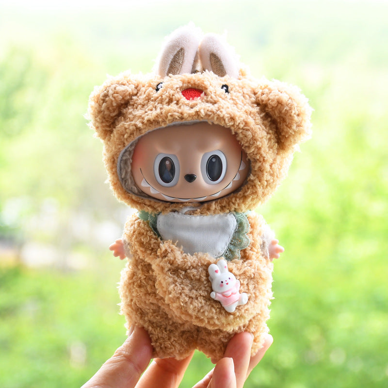 17cm Blind Box Rab Cloth Hand-in-Hand Frog Piglet Plush Christmas Suit labubu Pendant Snowman Doll Coat
