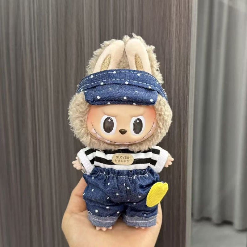 Rab cloth doll labubu17cm pendant one or two generations of vinyl plush doll suit accessories for clothes