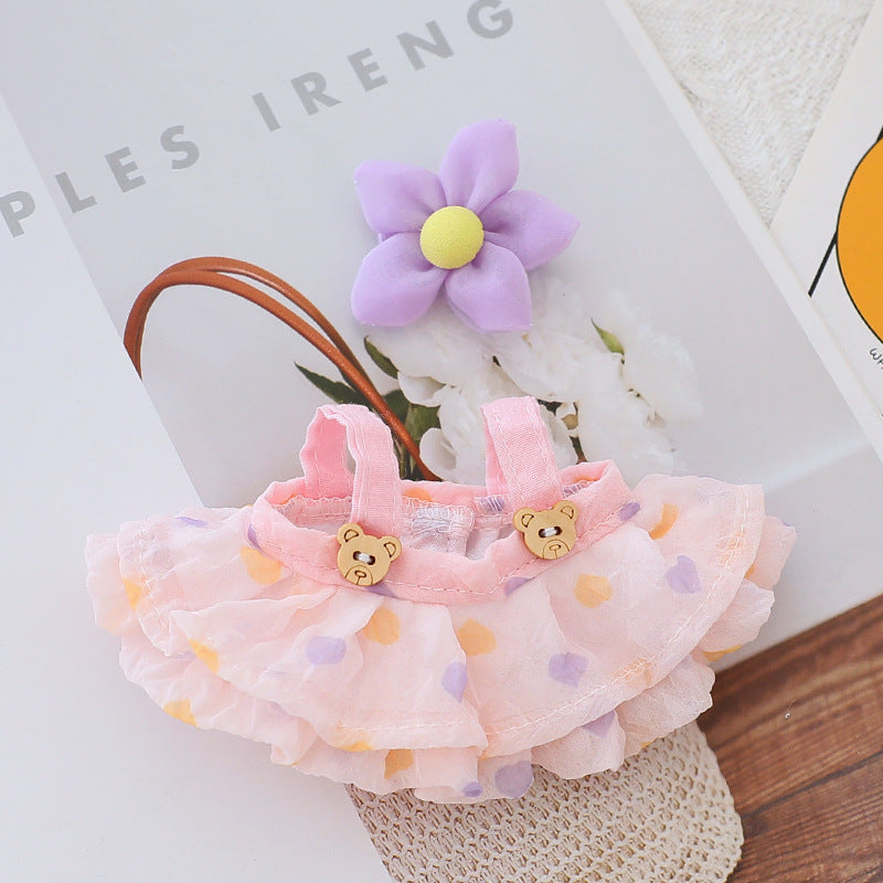 Generation II Blind Box Labubu Hanging Clothes Rab Cloth Sit Party Clothes Doll Summer Straw Hat Skirt