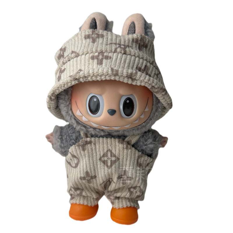 Labubu Doll Outfit - 17cm Baby Clothes with Straw Hat & Sling Dress
