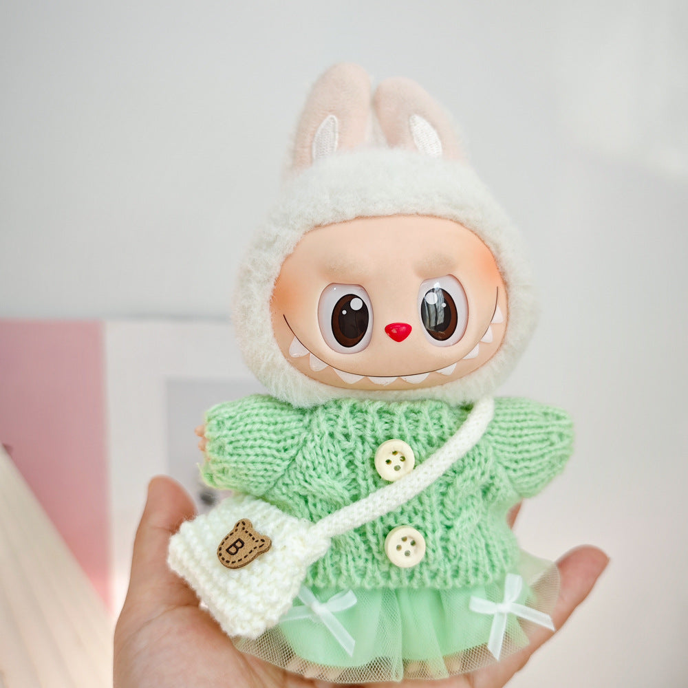 Labubu Doll Outfit - 17cm Sweater, Skirt & Accessories Set