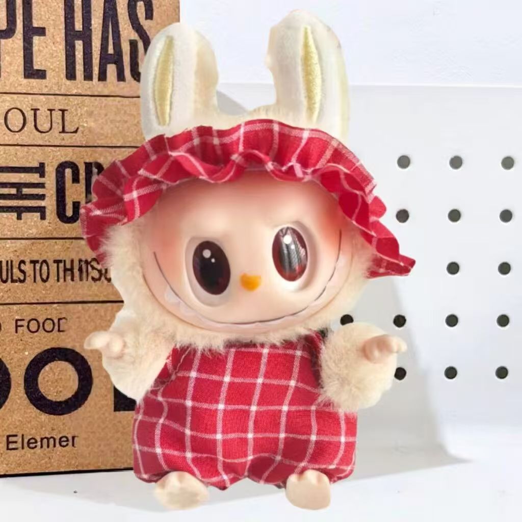 Cross-border e-commerce labubu doll vinyl doll cloth 17cm doll cute sweater coat skirt suit