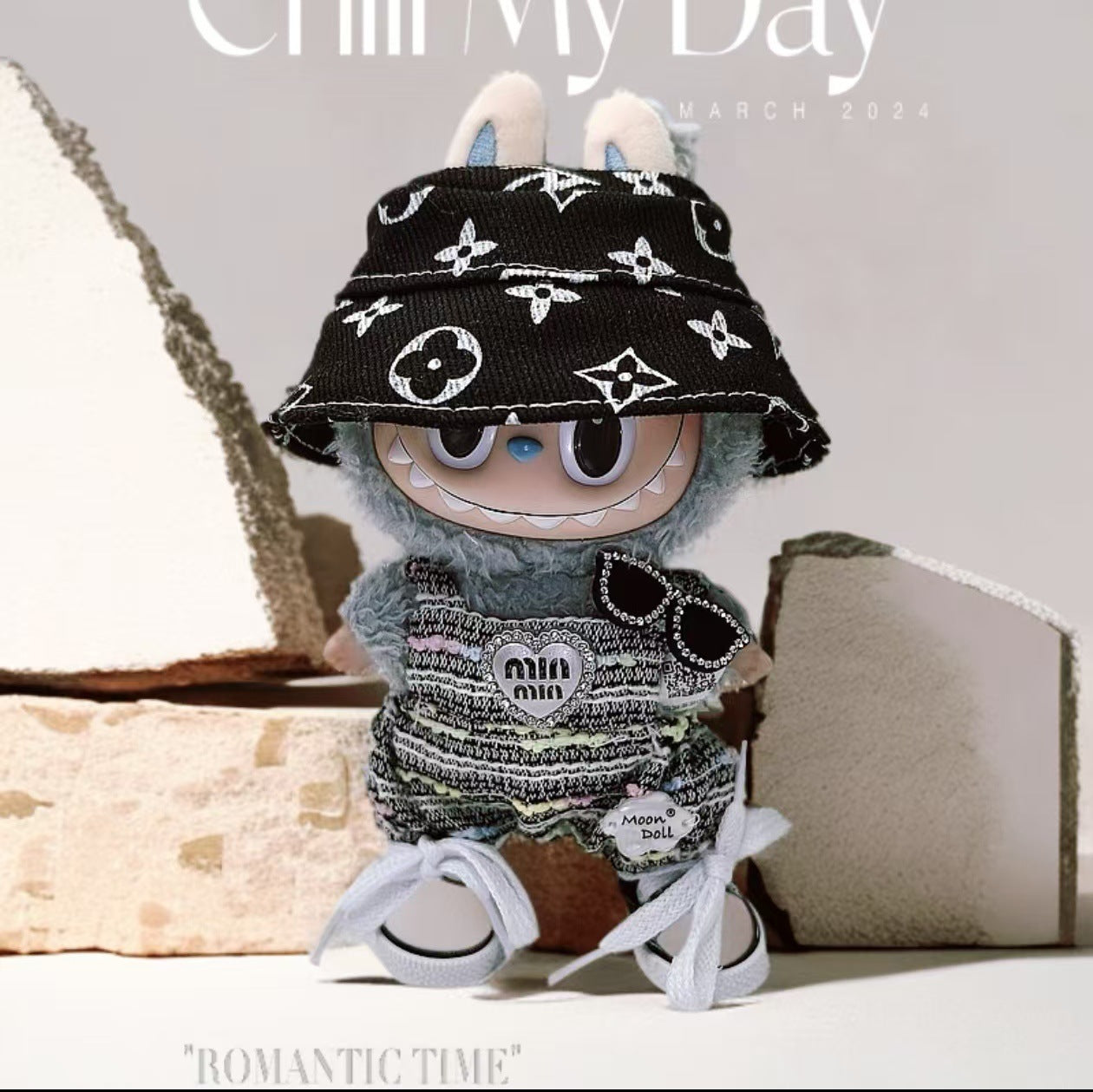 Labubu Doll Outfit Set - Mini Overalls, Hat & Shoes for 1st & 2nd Gen Pendants