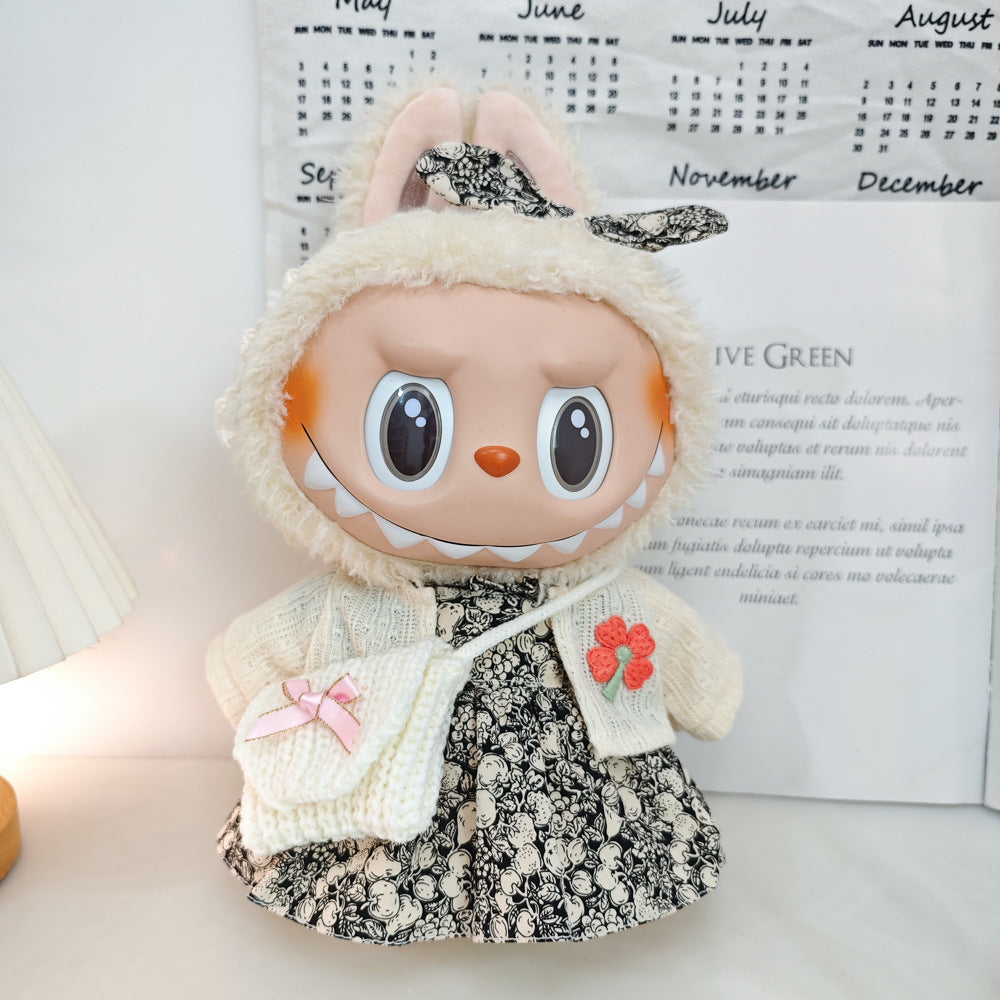 Labubu 38cm Doll Summer Dress Outfit with Cardigan & Skirt