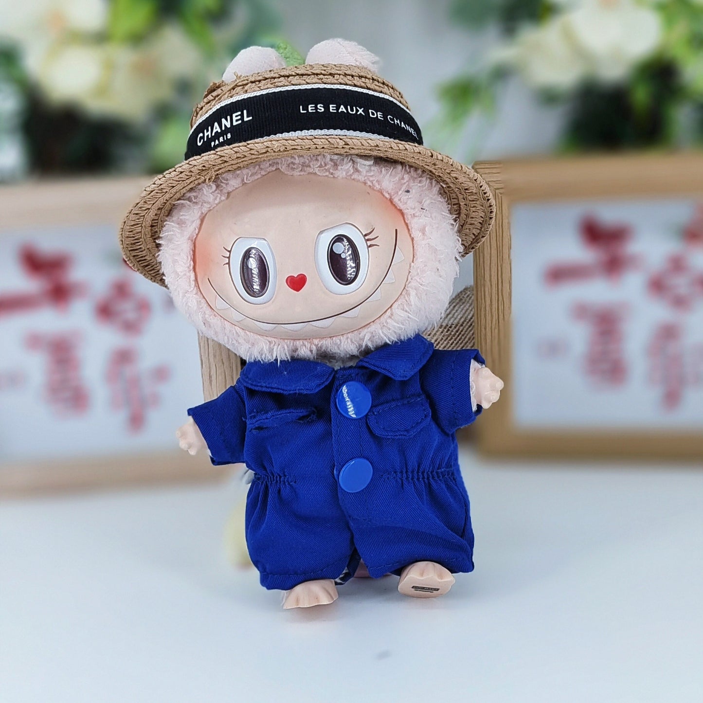 Labubu Doll Pink Jumpsuit Outfit with Accessories