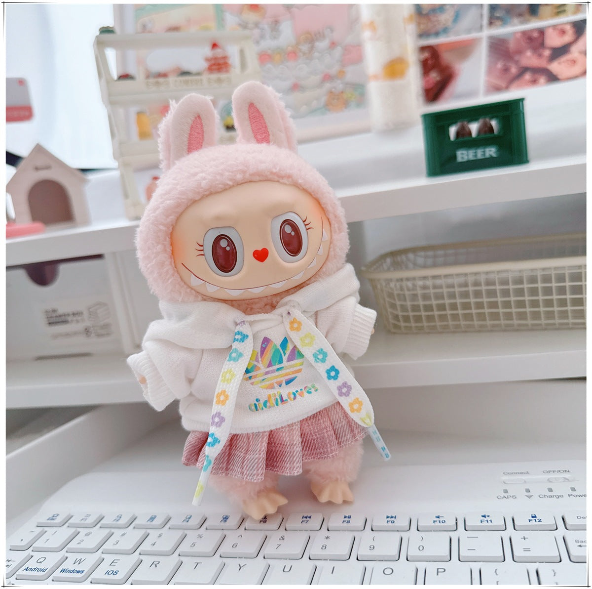 Labubu Doll Clothes - Trendy Hooded Sweatshirt & Pants for 10cm & 17cm Dolls