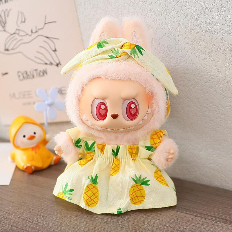 The first and second generation labubu labubu sit party vinyl doll blind box pendant doll clothes for wedding dress skirt