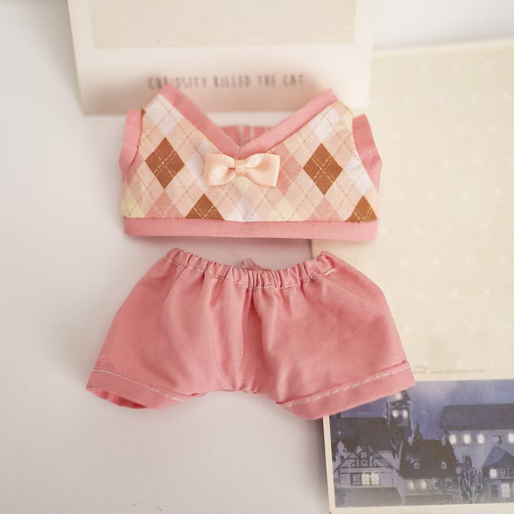 Labubu Doll Cute Outfit Set - Yellow & Pink & Purple JK Skirt & Shorts for 15-17cm Vinyl Doll
