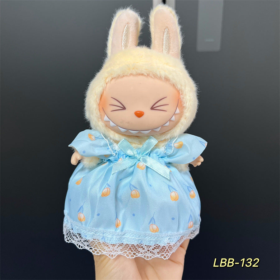 Labubu Wearable Baby Clothes Vinyl Labubu 17cm Doll Cute Dress-Up Casual Suit Skirt Plush Clothes