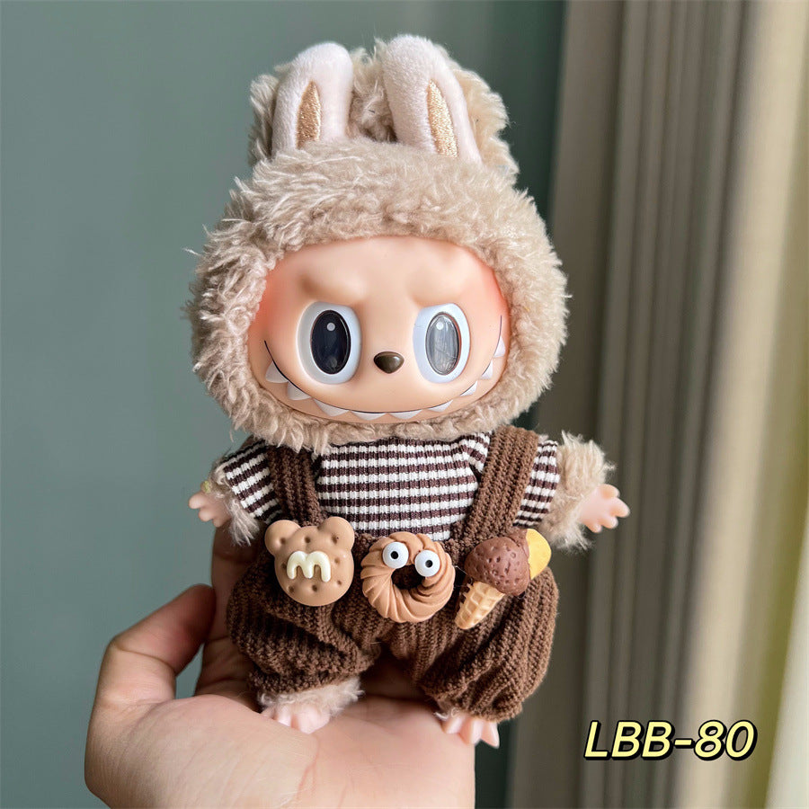 Only clothes for sale cloth baby clothes 17cm plush vinyl labubu sit party generation two generation for suit