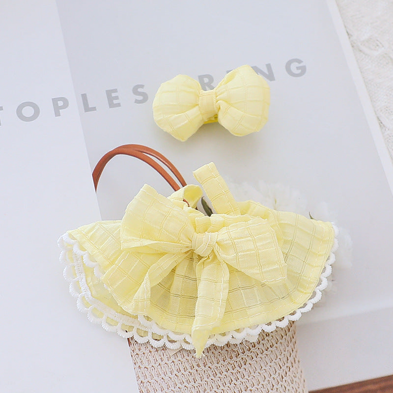 Generation II Blind Box Labubu Hanging Clothes Rab Cloth Sit Party Clothes Doll Summer Straw Hat Skirt