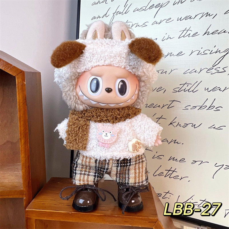 New 17cm Labubu Pendant with Replacement Baby Clothes High Quality Labubu Blind Box Pendant Baby Clothes Decoration Set