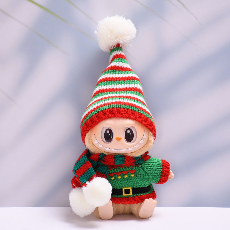 Labubu Christmas Sweater & Hat Set for 2nd Gen Pendant Doll