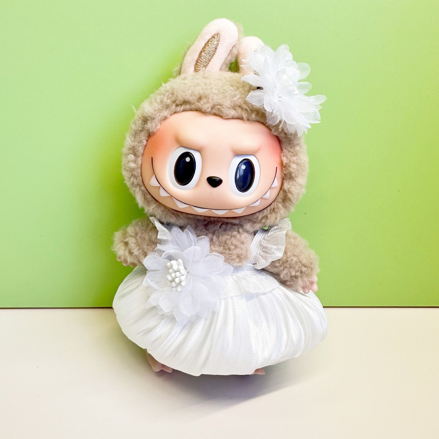 15cm blind box pull cloth pendant clothes casual two-piece macaron labubu pendant doll plaid suit