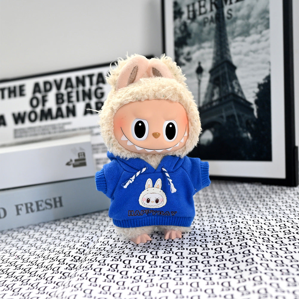 Labubu 17cm Doll Clothes Set - Trendy Sweatshirt & Denim Outfit