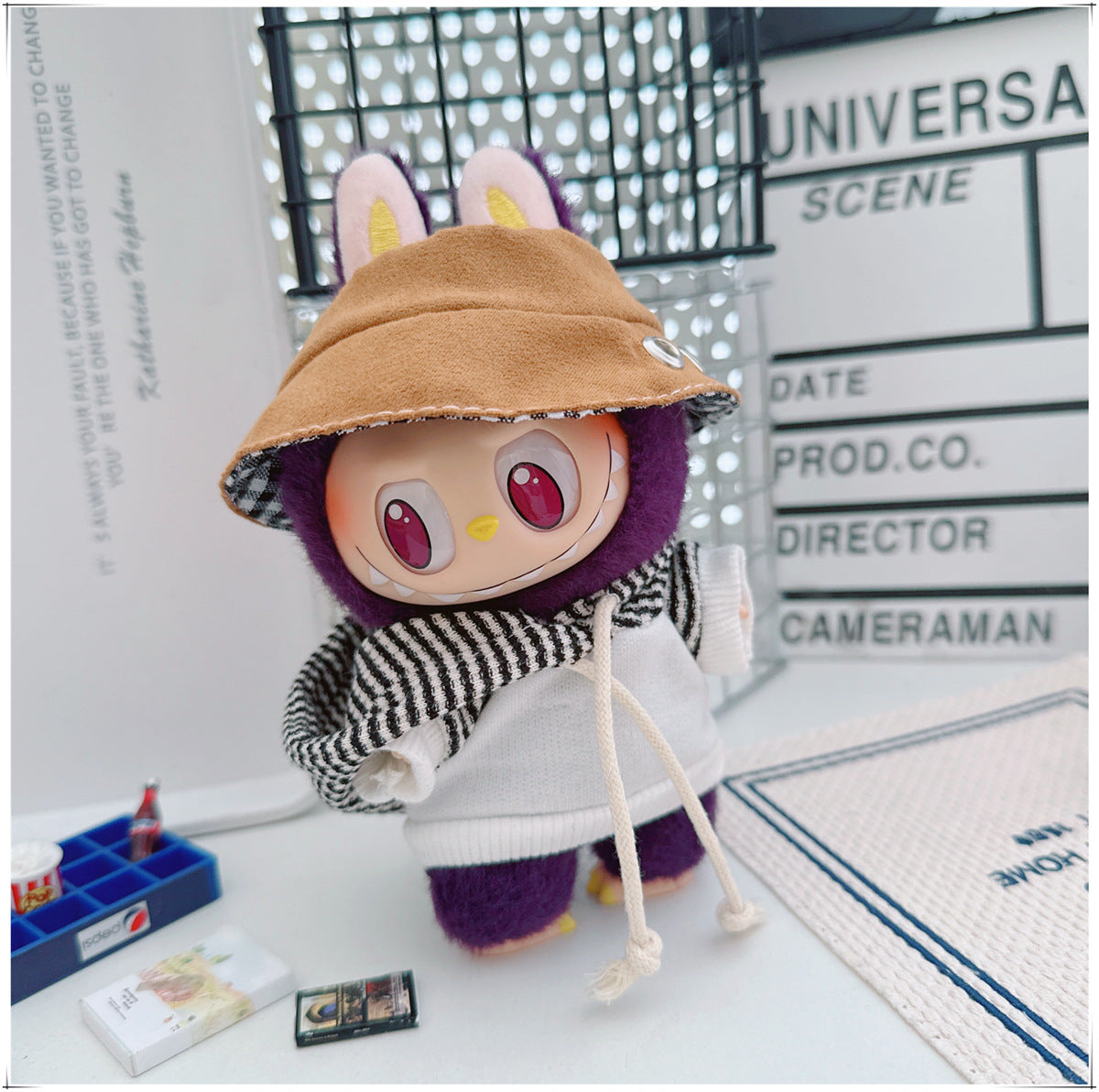 Labubu Doll Outfit - Striped Sweater & Hat Set for 17cm Labubu