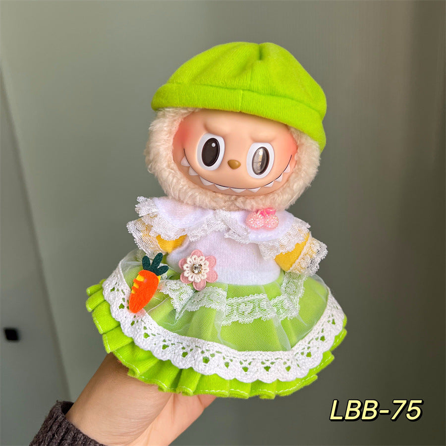 Only clothes for sale cloth baby clothes 17cm plush vinyl labubu sit party generation two generation for suit