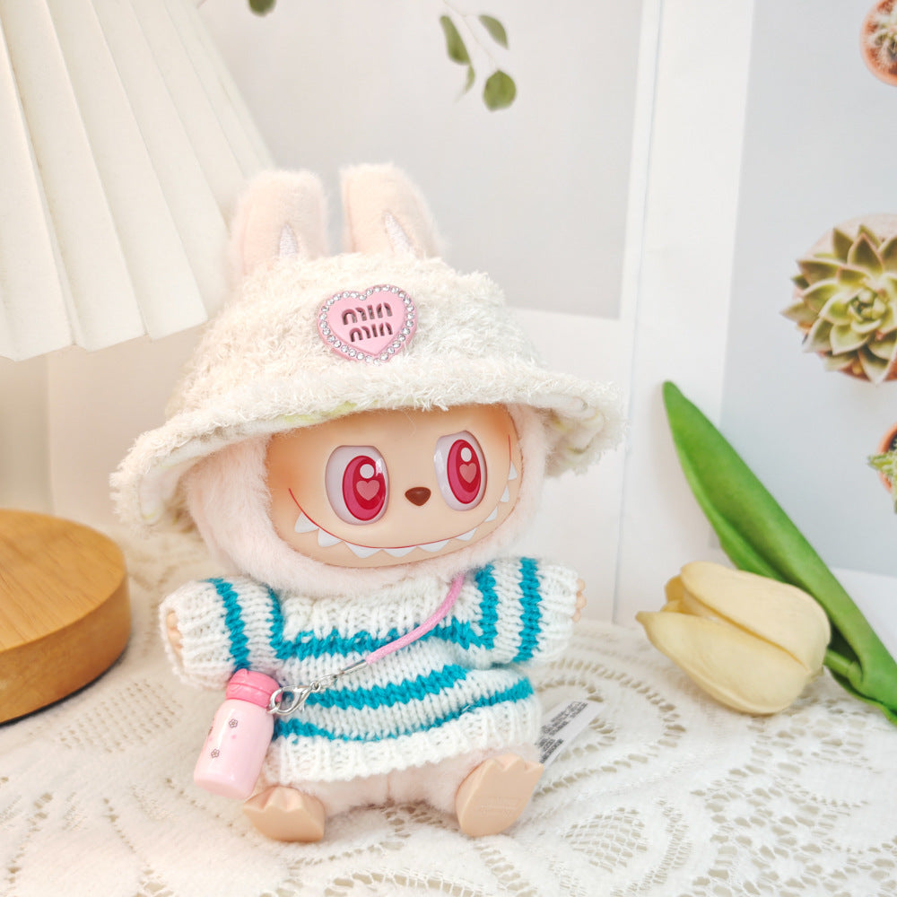 Clothing Only: First, Second, and Third Generation Blind Box Labubu Pendant Clothing, Sitting Labubu Party Doll Pink Sweater