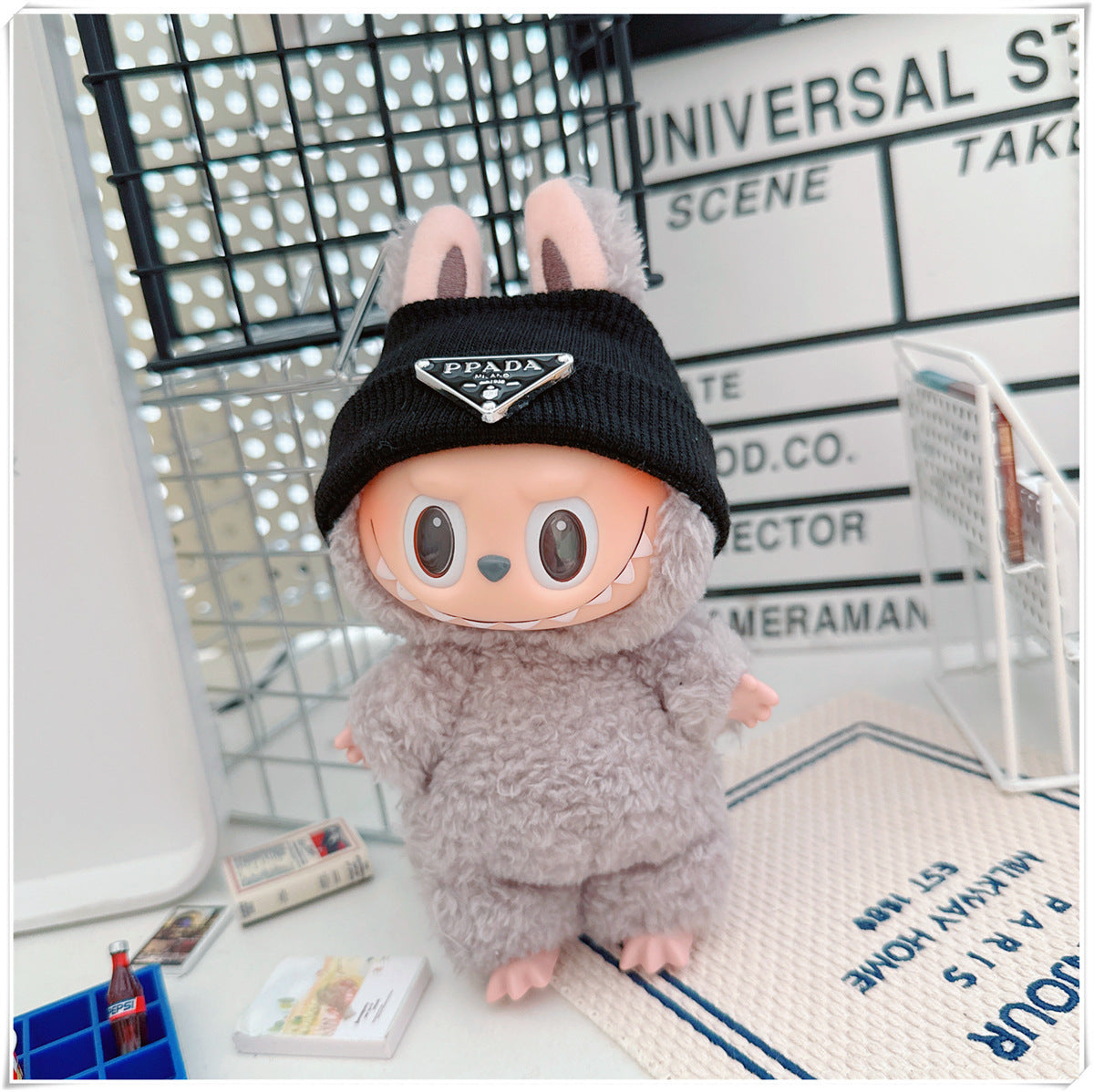 Labubu Doll Hooded Sweatshirt & Crossbody Bag Outfit for 10cm & 17cm Vinyl Dolls