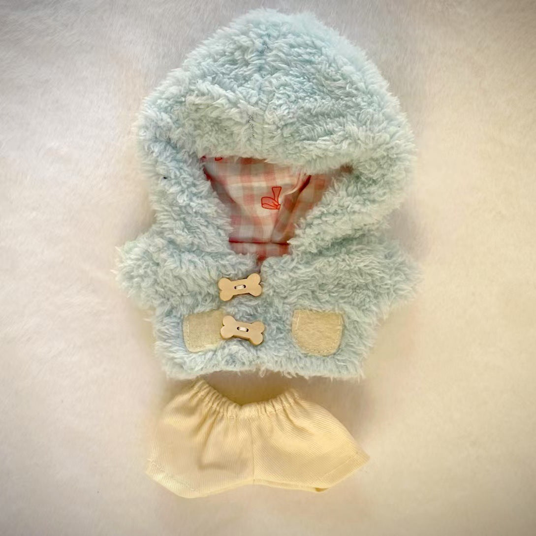 Labubu Doll Hooded Coat & Lace Shoes Set - Pink, Yellow, Blue, Green