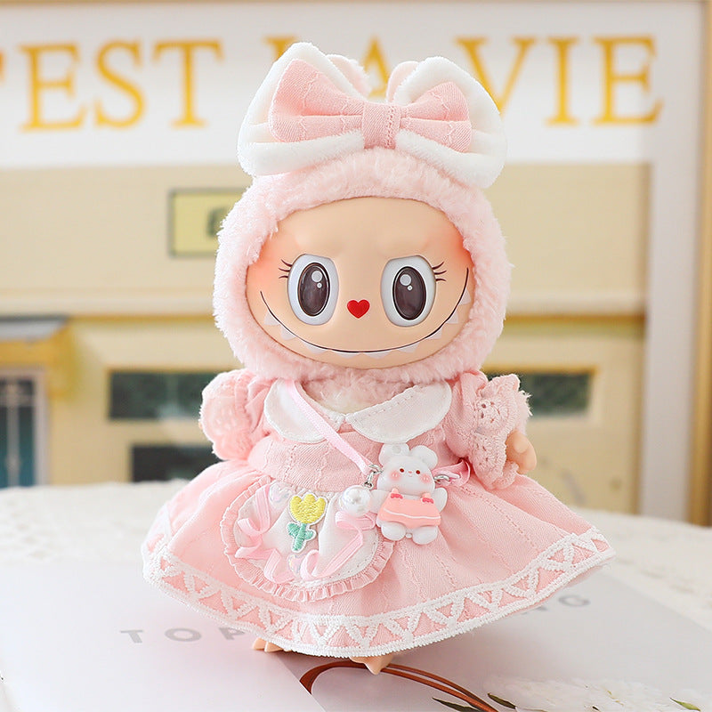 Labubu Doll Powder Skirt Sitting Party Labubu One or Two Generation Vinyl Blind Box Replacement Clothes Suspender Pants Hat Shoes