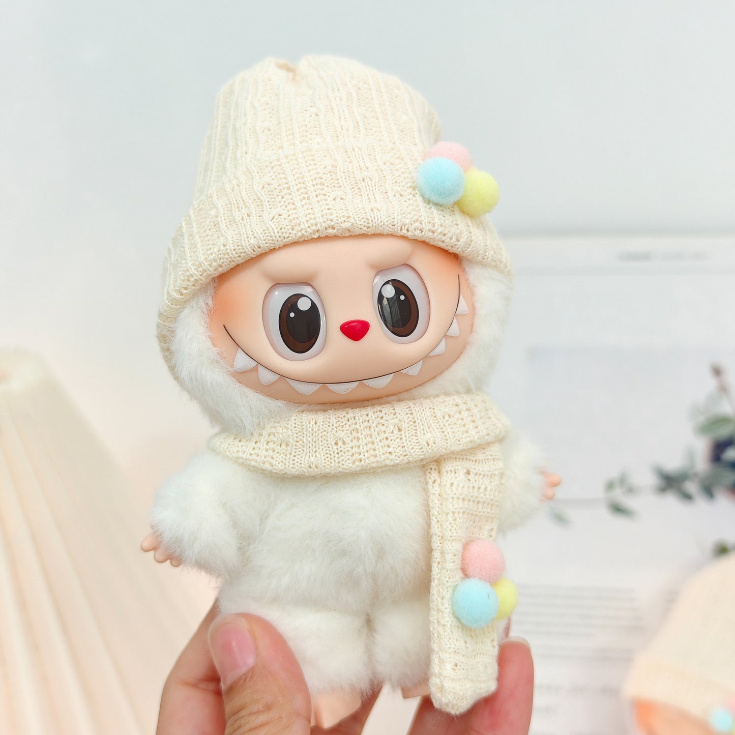 Labubu Doll Clothes Set - Shawl, Scarf & Hat for 15-17cm Vinyl Dolls