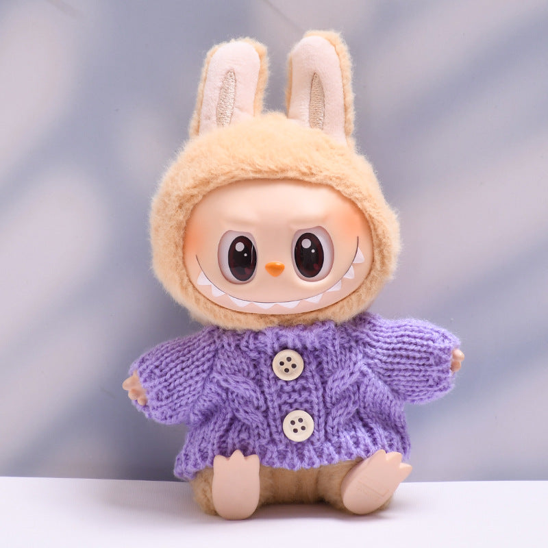 Labubu Doll Button Sweater & Hat Outfit Set for 1st & 2nd Gen Pendants