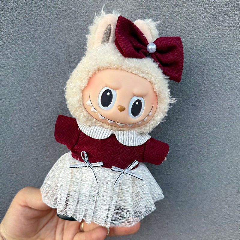 New 17CM Labubu Pendant for Baby Clothes high quality Labubu Blind Box Pendant Doll Clothes Decorative suit