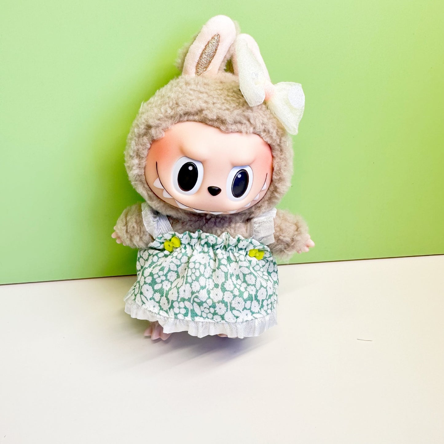 15cm blind box pull cloth pendant clothes casual two-piece macaron labubu pendant doll plaid suit